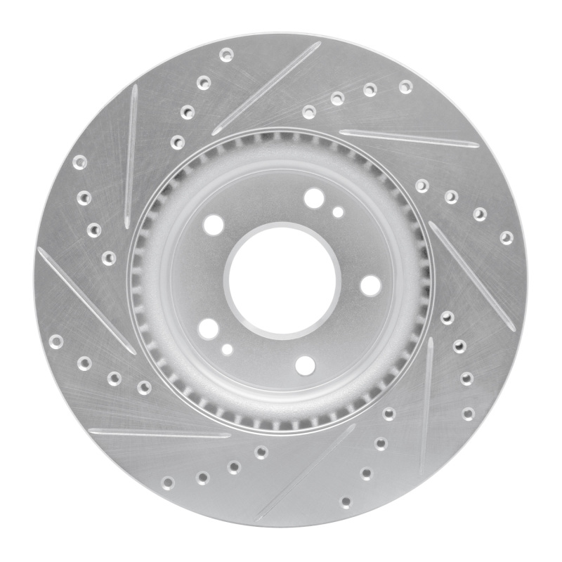 Hyundai Elantra Brake Rotor (1) - Front Right - R1 Concepts - Drilled & Slotted - Silver - `20-`25